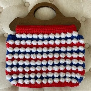 Adorable Vintage Knit Pom Pom Purse